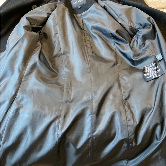 🍀Nine West Wool Double Breasted Black Pea Coat - Picture 4 of 5